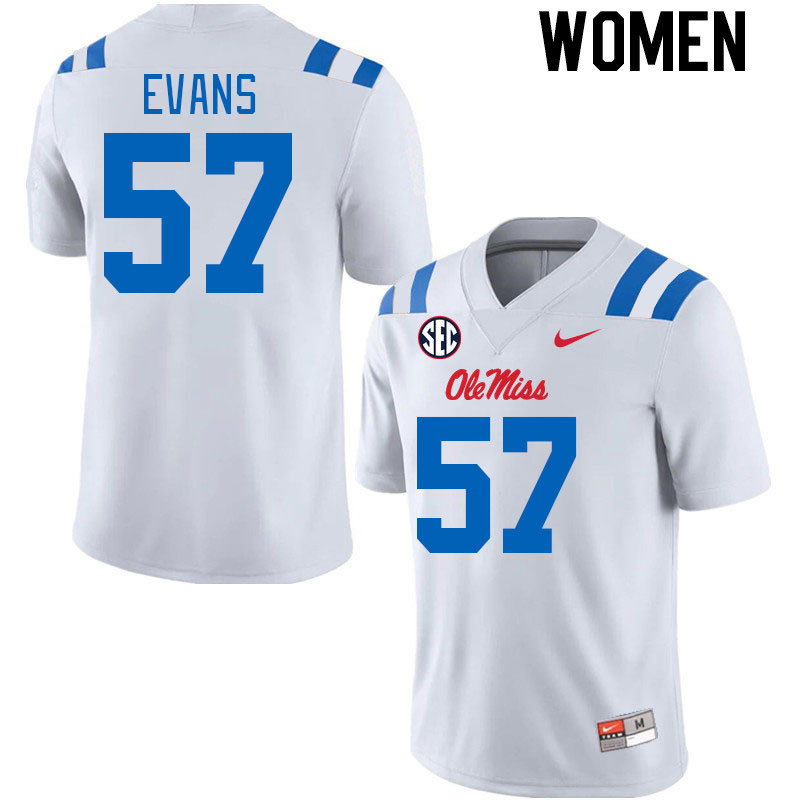 Women #57 Paris Evans Ole Miss Rebels 2024 New Uniforms College Football Jerseys Stitched-White